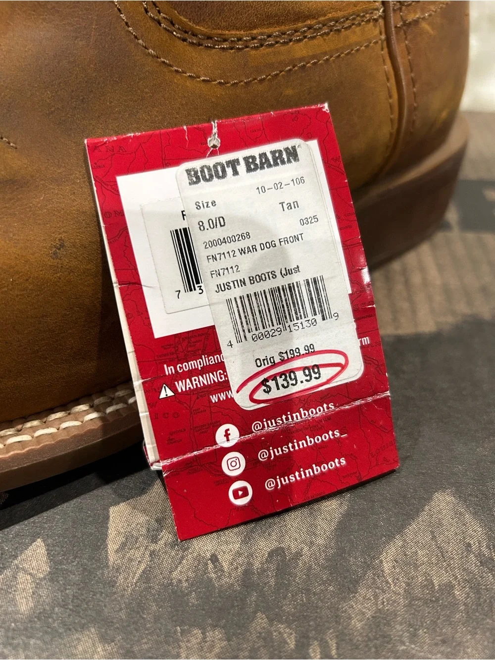 Justin Brown Leather Cowboy Boots